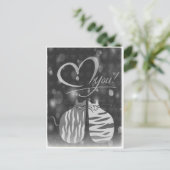 Retro-Liebe Sie bläst Katzen in der Liebe Postkart Postkarte (Stehend Vorderseite)