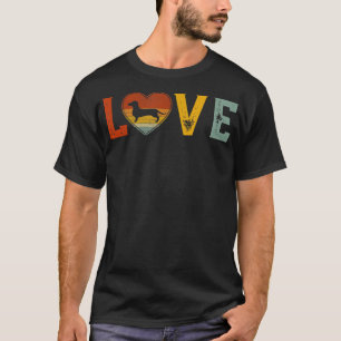 Retro Liebe Thema Niedliche Dackel Dog Graphic Val T-Shirt
