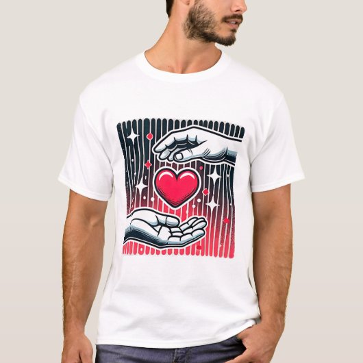 Retro Liebe Transfer Heart Hands T - Shirt (Vorderseite)