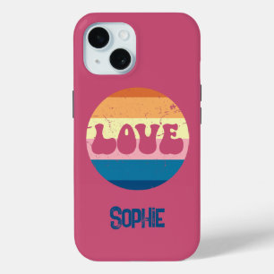 Retro-Liebe-Typografie auf Vintage-Sonnenuntergang Case-Mate iPhone Hülle