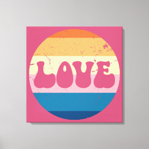Retro-Liebe-Typografie auf vintage Sonnenuntergang Leinwanddruck