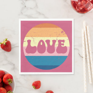 Retro-Liebe-Typografie auf Vintage-Sonnenuntergang Serviette