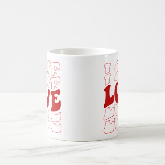 "Retro LIEBE Typografy Red Design Kaffeetasse (Mittel)