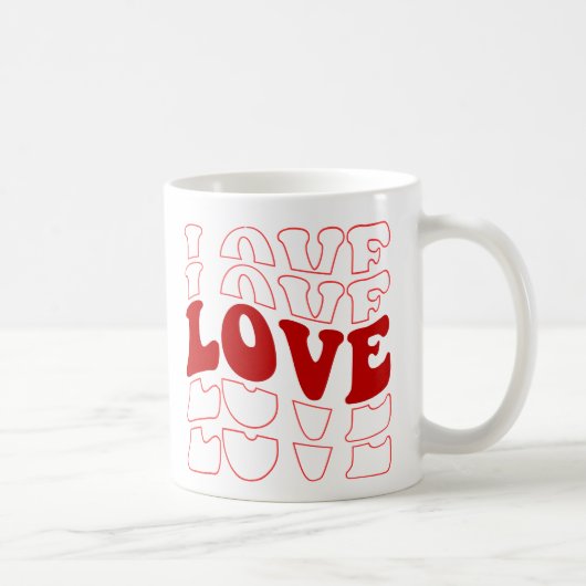 "Retro LIEBE Typografy Red Design Kaffeetasse (Rechts)