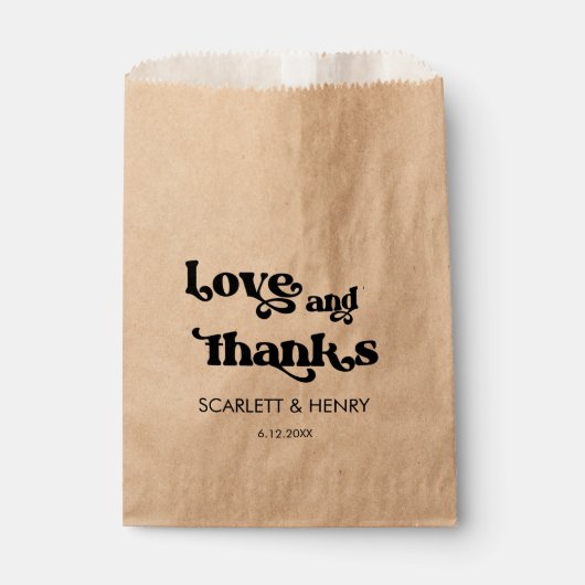 Retro Liebe und Dank Gastgeschenk Hochzeit Geschenktütchen (Vorderseite)