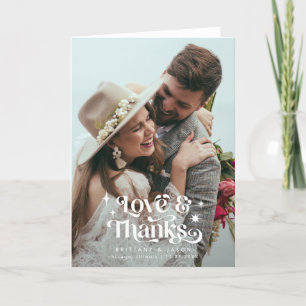 Retro-Liebe und dank-Overlay-Hochzeit Dankeskarte
