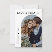 Retro Liebe und Dank White Arch Zwei Foto Hochzeit Dankeskarte (Vorderseite)