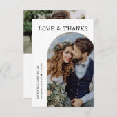 Retro Liebe und Dank White Arch Zwei Foto Hochzeit Dankeskarte (Vorne/Hinten)