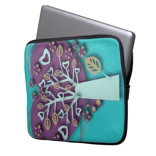 Retro Liebe und Romantik Tree with Hearts Blume Laptopschutzhülle (Vorderseite Links)