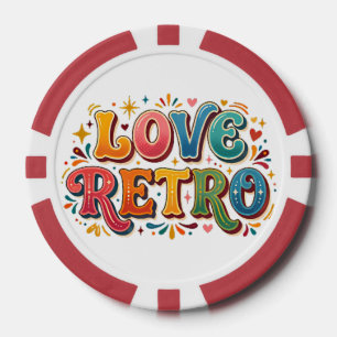 Retro-Liebe Vintage-Herz & Groovy-Ästhetik T-Shirt Pokerchips