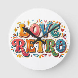 Retro-Liebe Vintage-Herz & Groovy-Ästhetik T-Shirt Runde Wanduhr