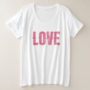Retro Liebe - Vintage Rosa abgenutzte Typografie Große Größe T-Shirt