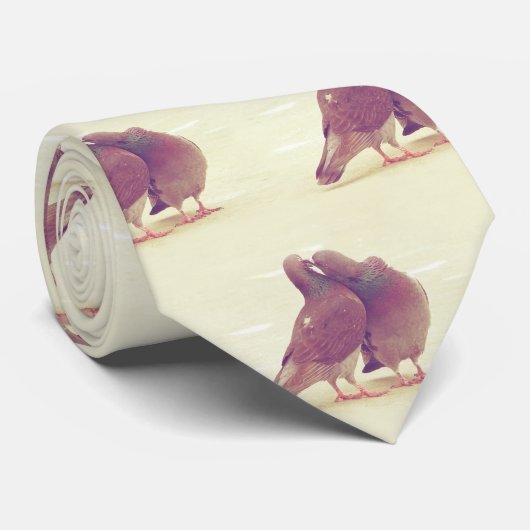 Retro Liebe-Vögel, die Taube küssen Krawatte (Gerollt)