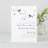 Retro Liebe-Vögel und Herzen, die Einladungen (Stehend Vorderseite)