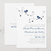 Retro Liebe-Vögel und Herzen, die Einladungen (Vorne/Hinten)