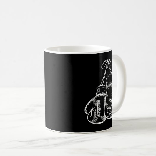 Retro Liebe Weißboxhandschuhe Geschenke Boxer Gesc Kaffeetasse (VorderseiteRechts)