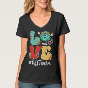 Retro-Liebe-Welt-Erde-Tag 2023 ASL-Lehrer T-Shirt