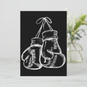 Retro Liebe White Boxing Gloves Geschenke Boxer Ge Einladung (Stehend Vorderseite)