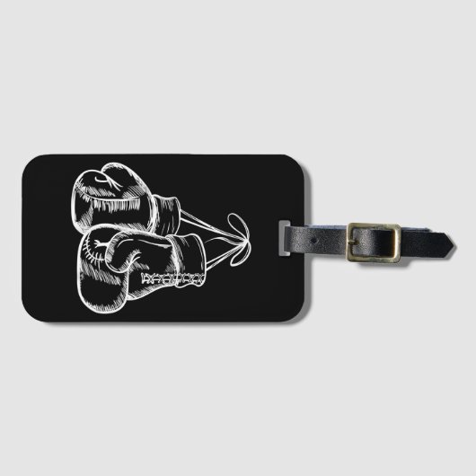 Retro Liebe White Boxing Gloves Geschenke Boxer Ge Gepäckanhänger (Vorderseite (Horizontal))