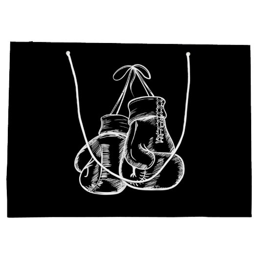 Retro Liebe White Boxing Gloves Geschenke Boxer Ge Große Geschenktüte (Rückseite)