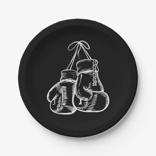 Retro Liebe White Boxing Gloves Geschenke Boxer Ge Pappteller (Vorderseite)