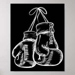 Retro Liebe White Boxing Gloves Geschenke Boxer Ge Poster