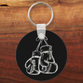 Retro Liebe White Boxing Gloves Geschenke Boxer Ge Schlüsselanhänger (Vorderseite)