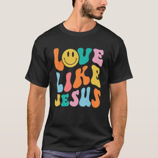 Retro-Liebe wie Jesus lächeln Gesicht ästhetische T-Shirt (Vorderseite)