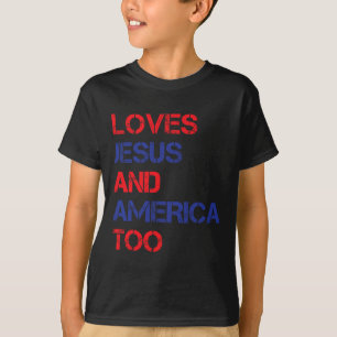 Retro-Lieben Jesus und Amerika zu Christlichen 4. T-Shirt