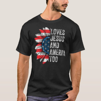Retro Lieben Jesus und Amerika zu Christlichen USA T-Shirt