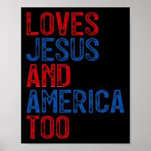 Retro Lieben Jesus und Amerika zu Gott Christlich  Poster