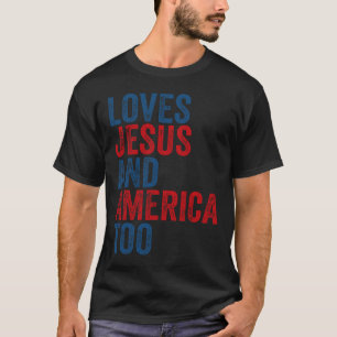 Retro Lieben Jesus und Amerika zu Gott Christlich T-Shirt