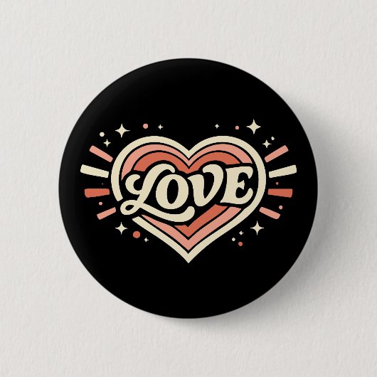 Retro-Liebesherz Valentinsklassiker Button (Vorderseite)