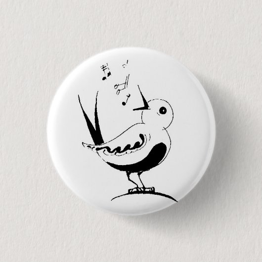 Retro Liedvogel Button (Vorderseite)