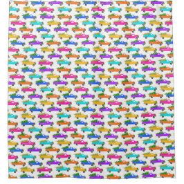 Retro Lieferwagen Truck Farbenfrohe Weihnachtsfeie Duschvorhang