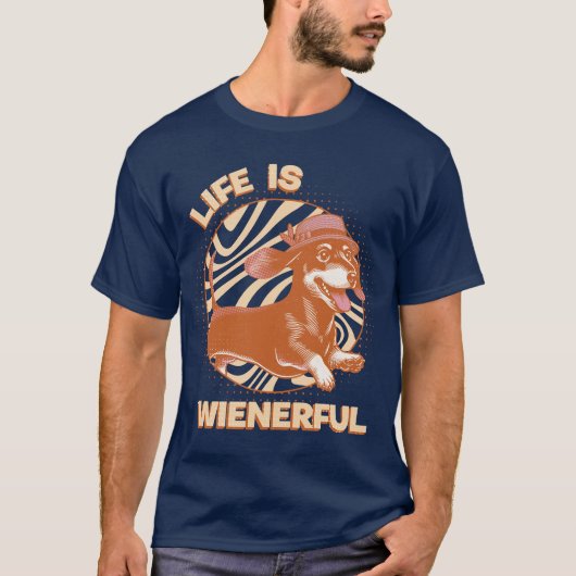 Retro 'Life is Wienerful' Dackel Weiner Dog T-Shirt (Vorderseite)