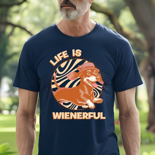 Retro 'Life is Wienerful' Dackel Weiner Dog T-Shirt