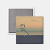 Retro Lifeguard Beach Tower Sunset Foto Magnet (Vorderseite/Rückseite)