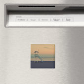 Retro Lifeguard Beach Tower Sunset Foto Magnet (In Situ (Geschirrspüler))