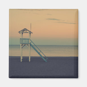Retro Lifeguard Beach Tower Sunset Foto Magnet
