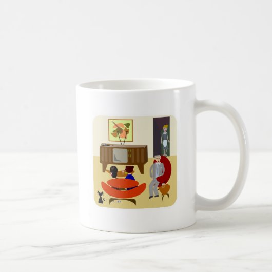 Retro Lifestyle Fun 60 Niedliche Zuhause Art  Kaffeetasse (Rechts)