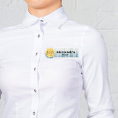 Retro Light Blue Modern Restaurant Mitarbeiter Namensschild