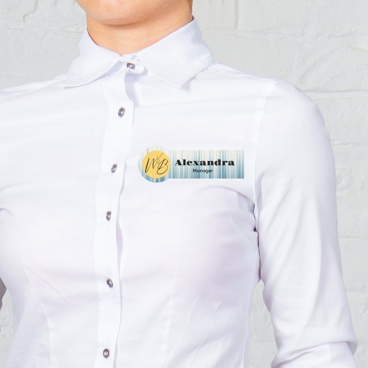 Retro Light Blue Modern Restaurant Mitarbeiter Namensschild