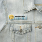 Retro Light Blue Modern Restaurant Mitarbeiter Namensschild (Beispiel)