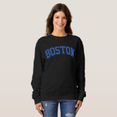 Retro Light Blue Varsity Style Letter Boston Yello Sweatshirt (Vorne ganz)
