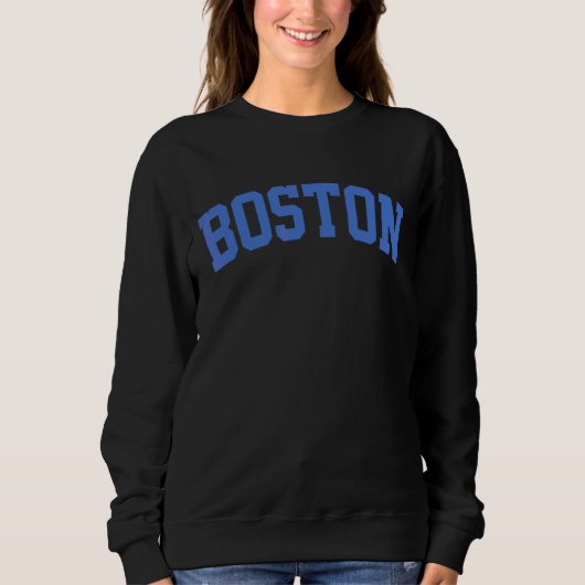 Retro Light Blue Varsity Style Letter Boston Yello Sweatshirt (Vorderseite)