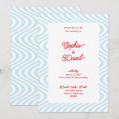 Retro Light Blue Wave Wedding Einladungen (Vorne/Hinten)
