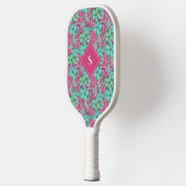 Retro Light Pink und Green Florals Pickleball Schläger (Links)