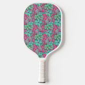 Retro Light Pink und Green Florals Pickleball Schläger (Rückseite)