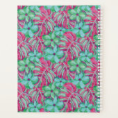 Retro Light Pink und Green Florals Planer (Rückseite)